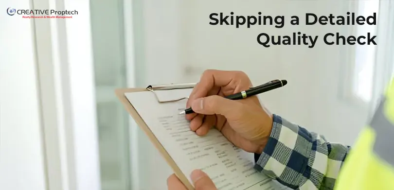 Close-up of an inspector in a safety vest writing notes on a clipboard, representing the critical mistake of Skipping a Detailed Quality Check or home inspection for a new property.