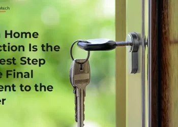 Image featuring a key in a keyhole with the text overlay Why a Home Inspection Is the Smartest Step Before Final Payment to the Builder.